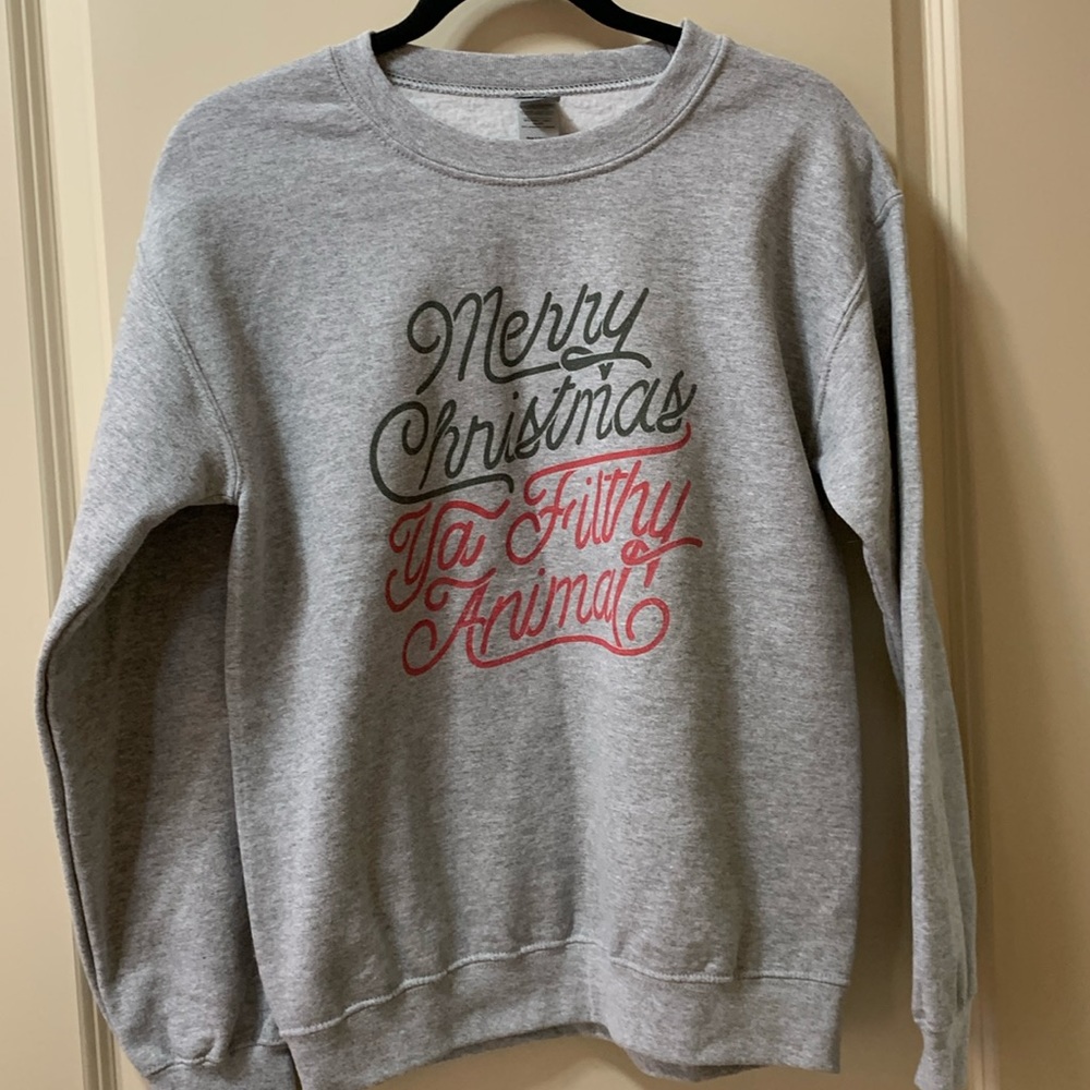 GILDAN Merry Christmas Ya Filthy Animal Sweatshirt  - Small